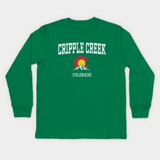 Cripple Creek Colorado CO Vintage Athletic Mountains Kids Long Sleeve T-Shirt